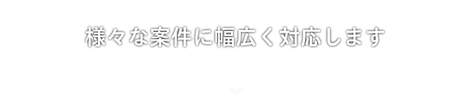 様々な案件に幅広く対応します